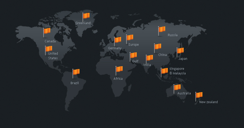 Ambika Steel International World Wide Sales Network Map